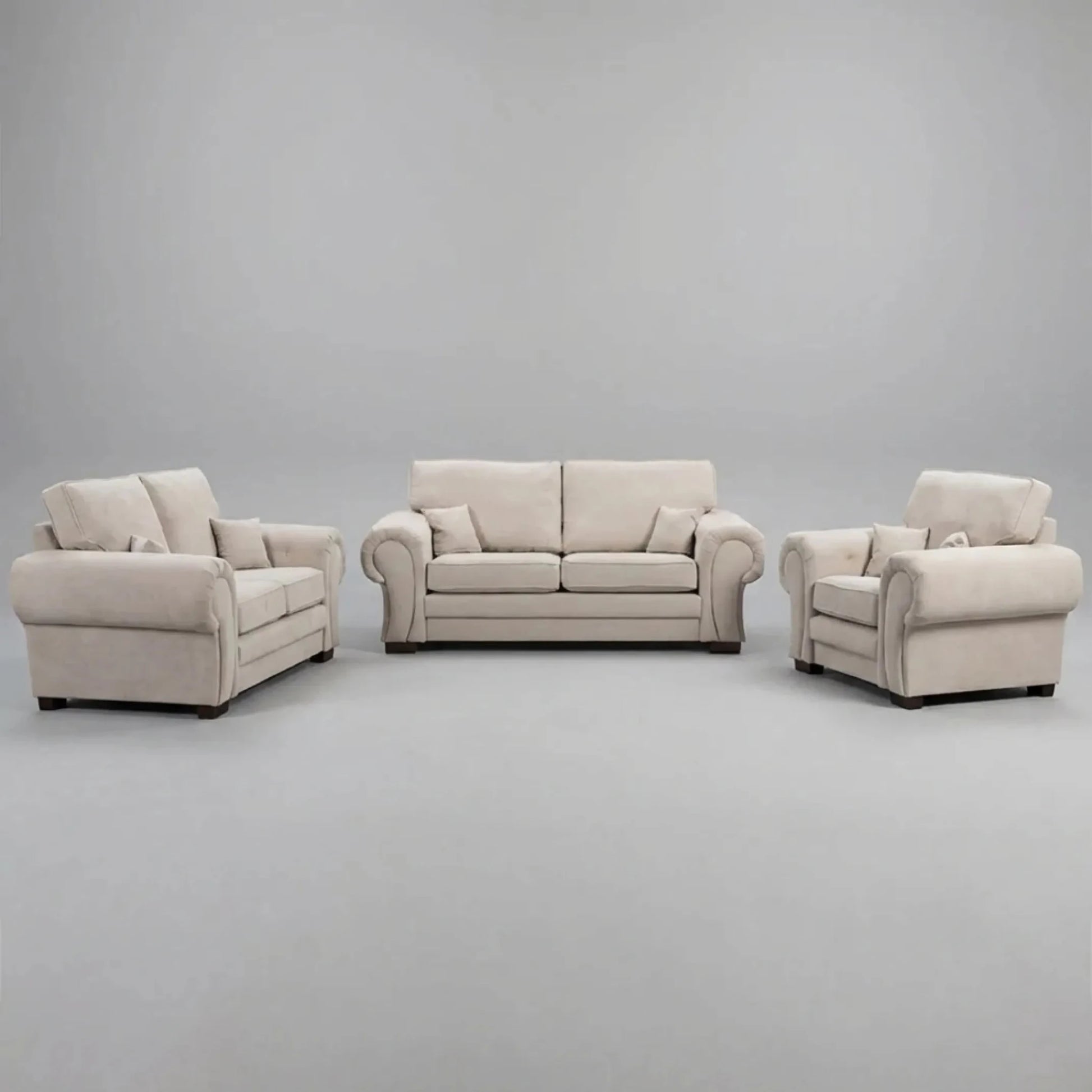 Verona High Back Cream Fabric 3+2+1 Seater Sofa Set - Furniture Instore