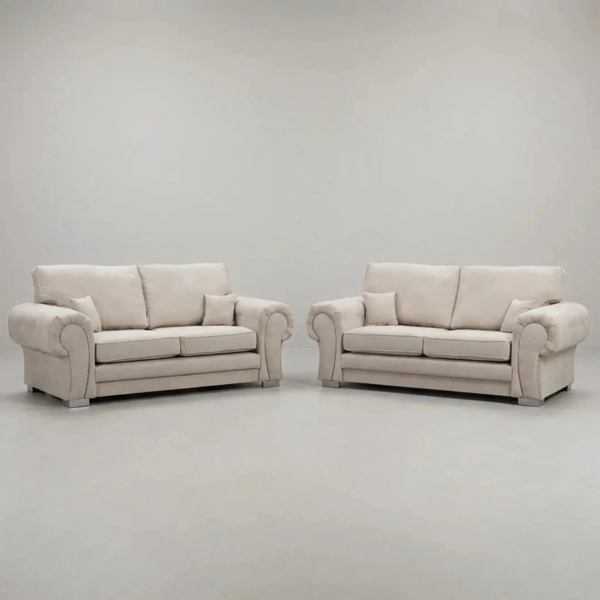 Verona High Back Cream Fabric 3+3 Seater Sofa Set - Furniture Instore