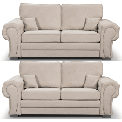 Verona High Back Cream Fabric 3+3 Seater Sofa Set