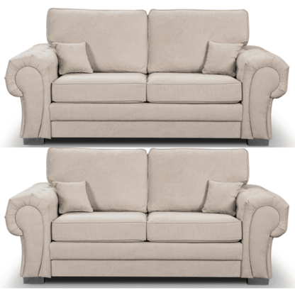 Verona High Back Cream Fabric 3+3 Seater Sofa Set - Furniture Instore