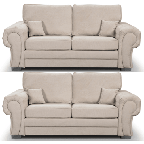 Verona High Back Cream Fabric 3+3 Seater Sofa Set
