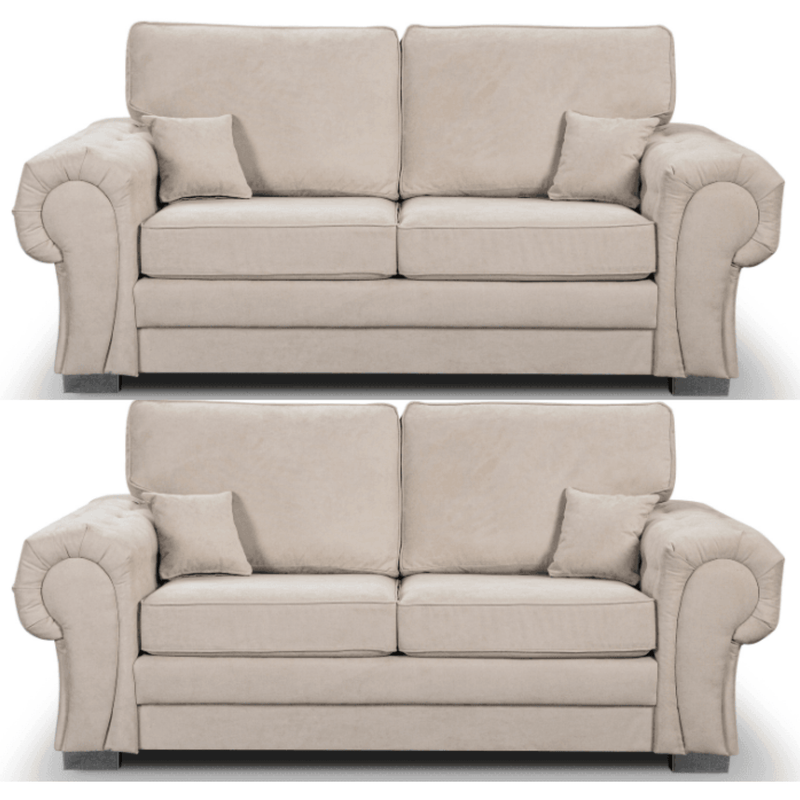 Verona High Back Cream Fabric 3+3 Seater Sofa Set - Furniture Instore