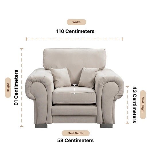 Verona High Back Cream Fabric Armchair - Furniture Instore