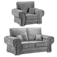 Verona High Back Grey Fabric 2+1 Seater Sofa Set