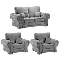 Verona High Back Grey Fabric 2+1+1 Seater Sofa Set