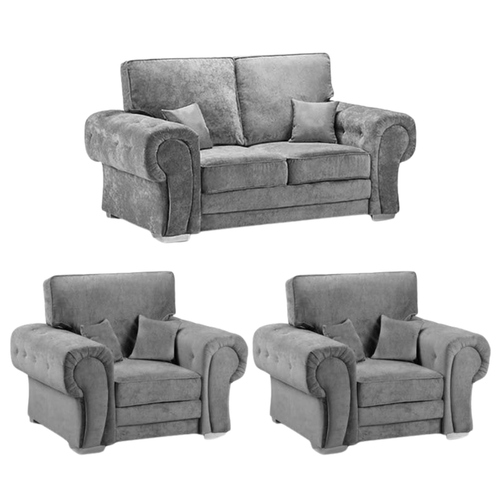 Verona High Back Grey Fabric 2+1+1 Seater Sofa Set