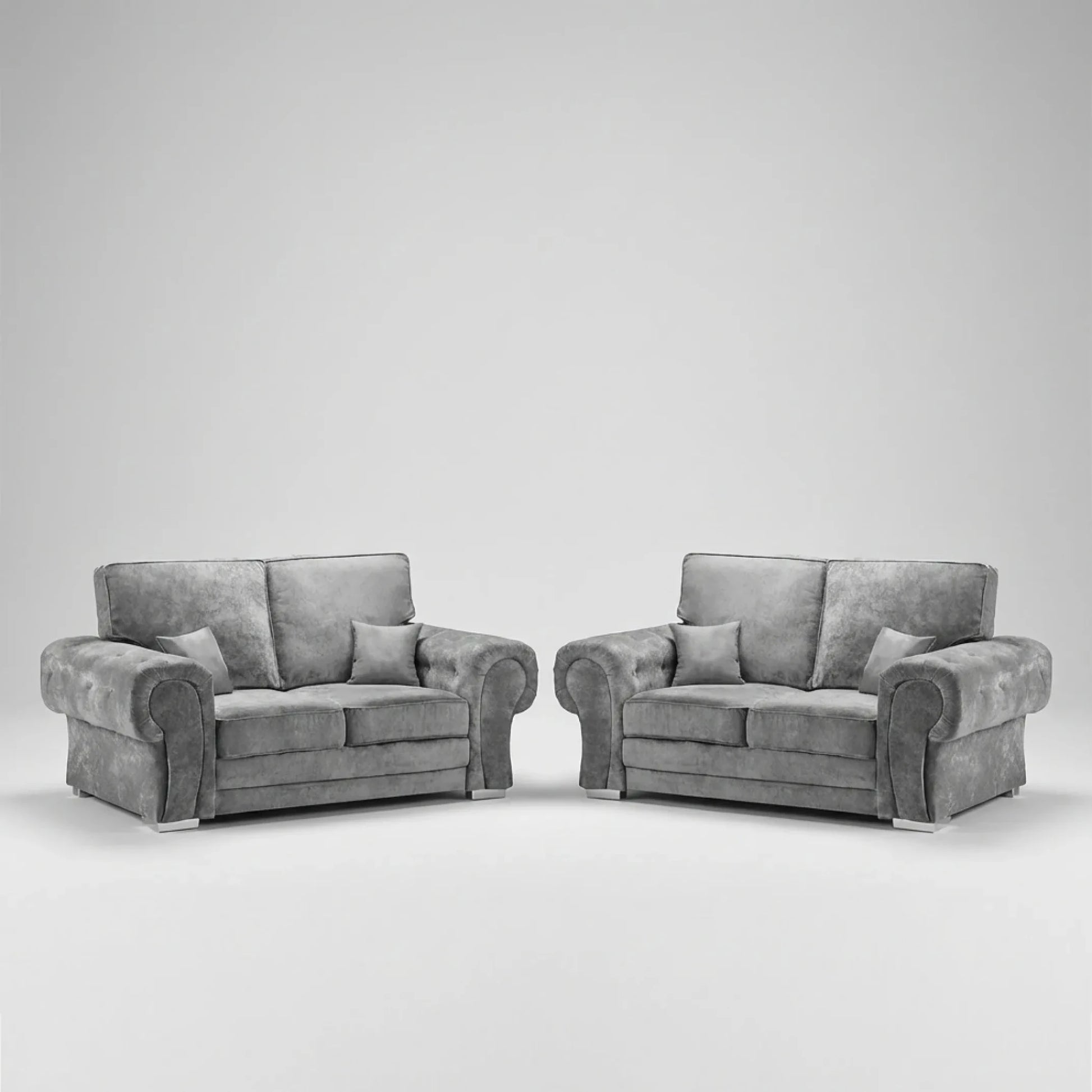 Verona High Back Grey Fabric 2+2 Seater Sofa Set - Furniture Instore
