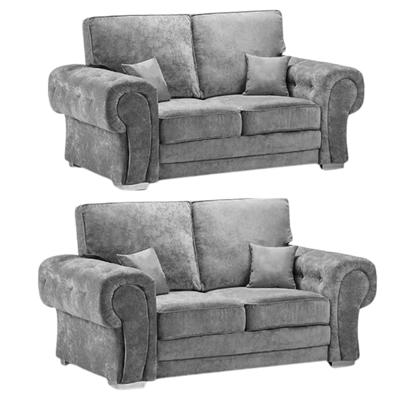 Verona High Back Grey 2+2 sofa set front facing on white background
