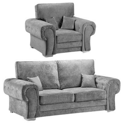 Verona High Back Grey Fabric 3+1 Seater Sofa Set