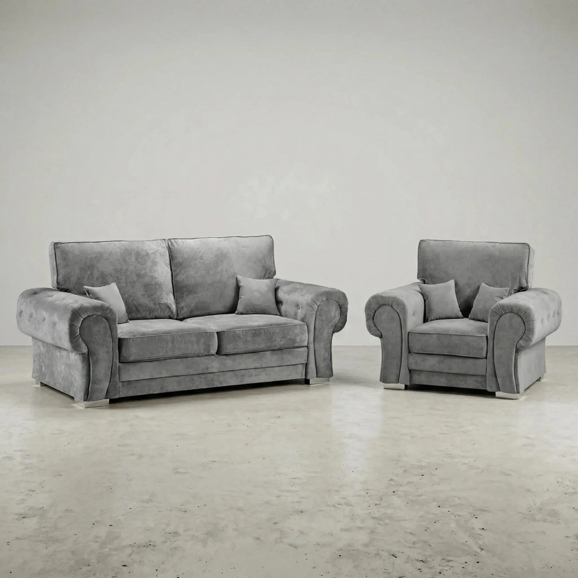 Verona High Back Grey Fabric 3+1 Seater Sofa Set - Furniture Instore
