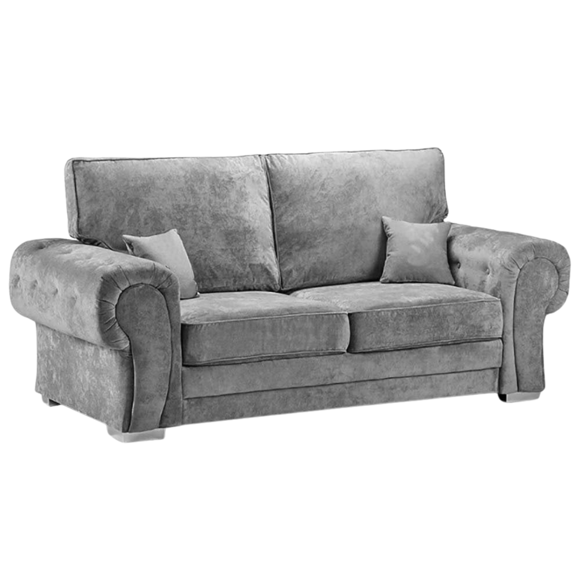 Verona High Back Grey 3-seater sofa front facing on white background