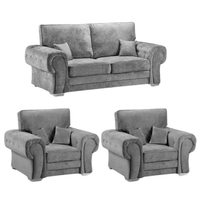 Verona High Back Grey Fabric 3+1+1 Seater Sofa Set