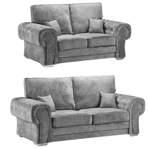 Verona High Back Grey Fabric 3+2 Seater Sofa Set