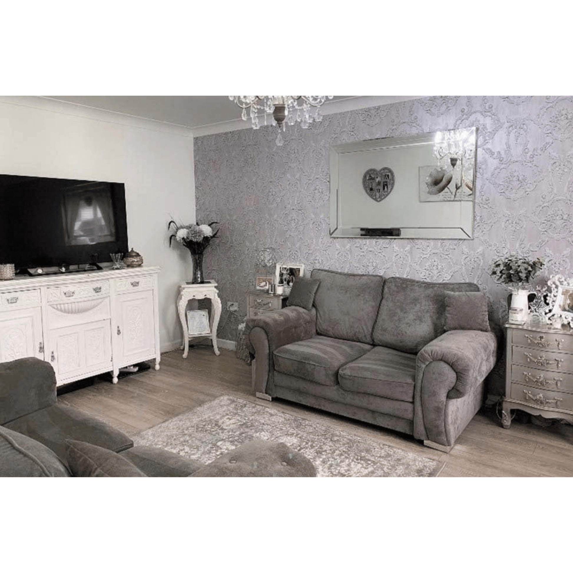 Verona High Back Grey 3+2 lounge set front facing on white background