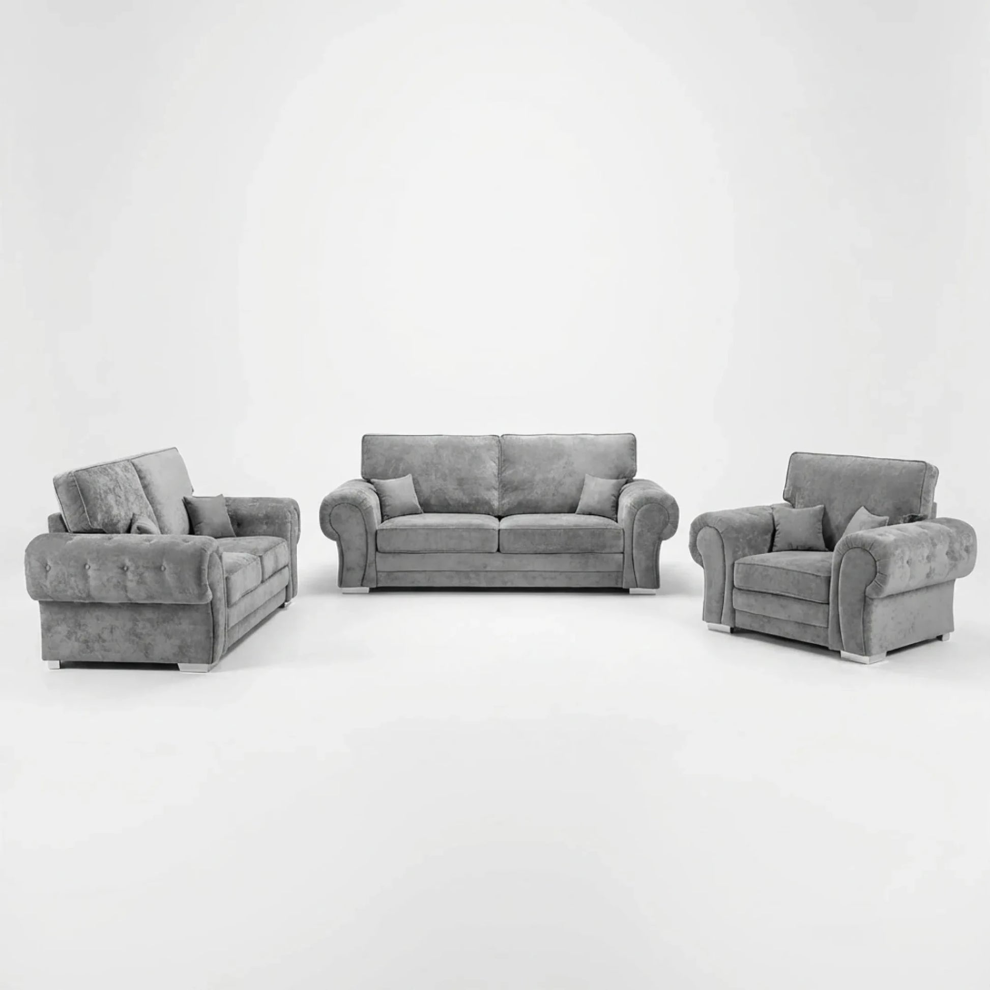 Verona High Back Grey Fabric 3+2+1 Seater Sofa Set - Furniture Instore