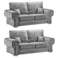 Verona High Back Grey Fabric 3+3 Seater Sofa Set