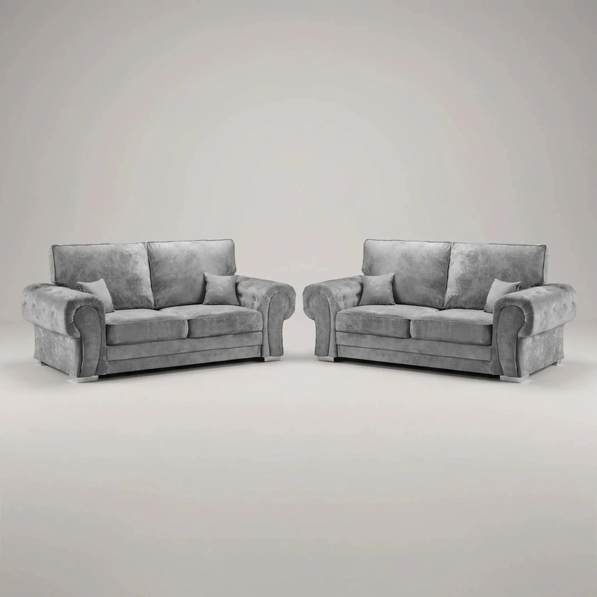 Verona High Back Grey Fabric 3+3 Seater Sofa Set - Furniture Instore