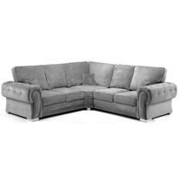 Verona High Back Grey Fabric Corner Sofa
