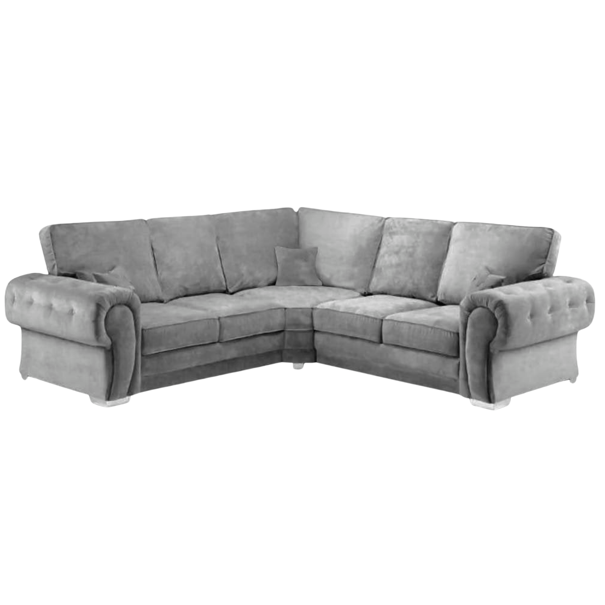 Verona High Back Grey corner sofa front facing on white background
