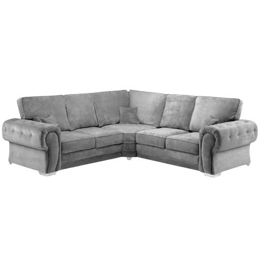 Verona High Back Grey corner sofa front facing on white background