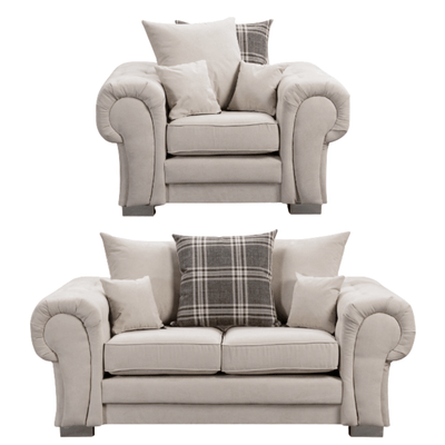 Verona Scatter Back  Cream Fabric 2+1 Seater Sofa Set