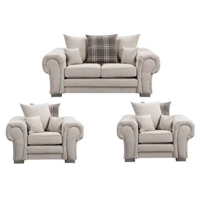 Verona Scatter Back Cream Fabric 2+1+1 Seater Sofa Set