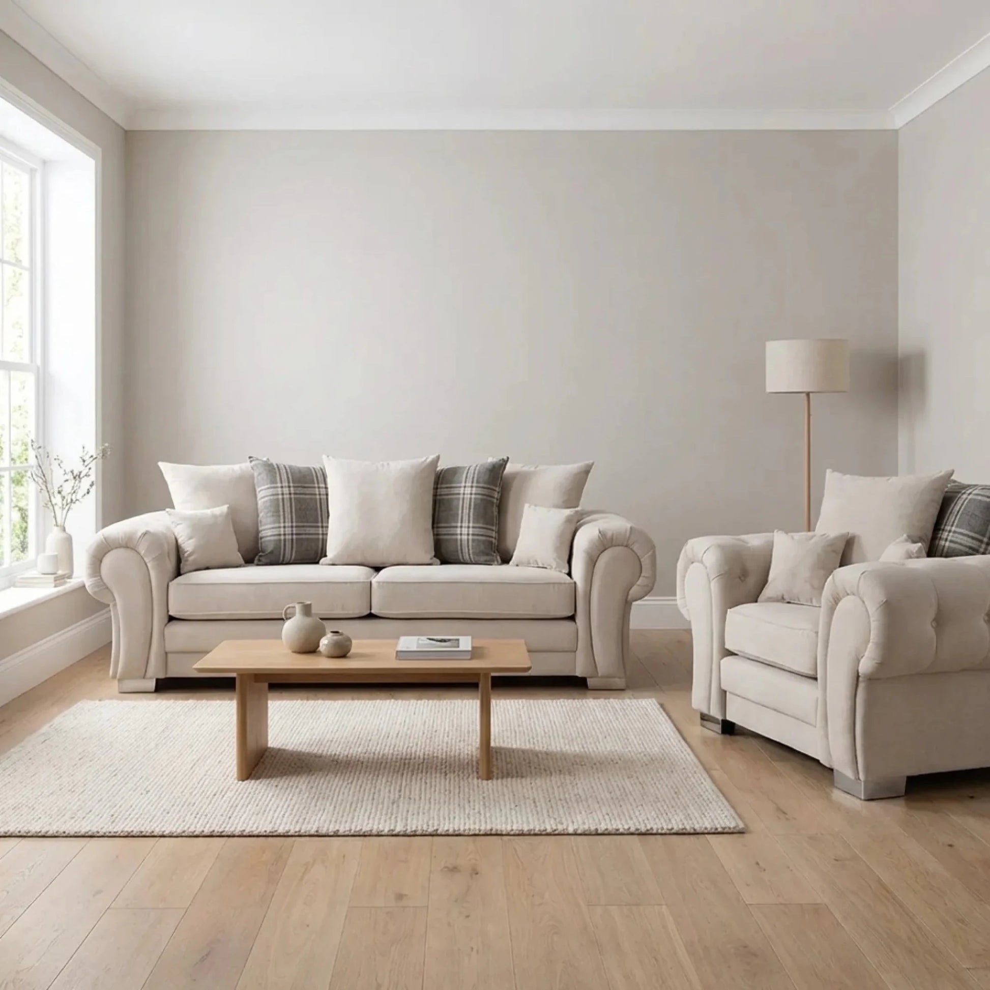 Verona Scatter Back Cream Fabric 3+1 Seater Sofa Set - Furniture Instore