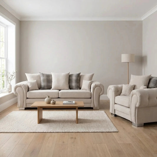 Verona Scatter Back Cream Fabric 3+1 Seater Sofa Set - Furniture Instore