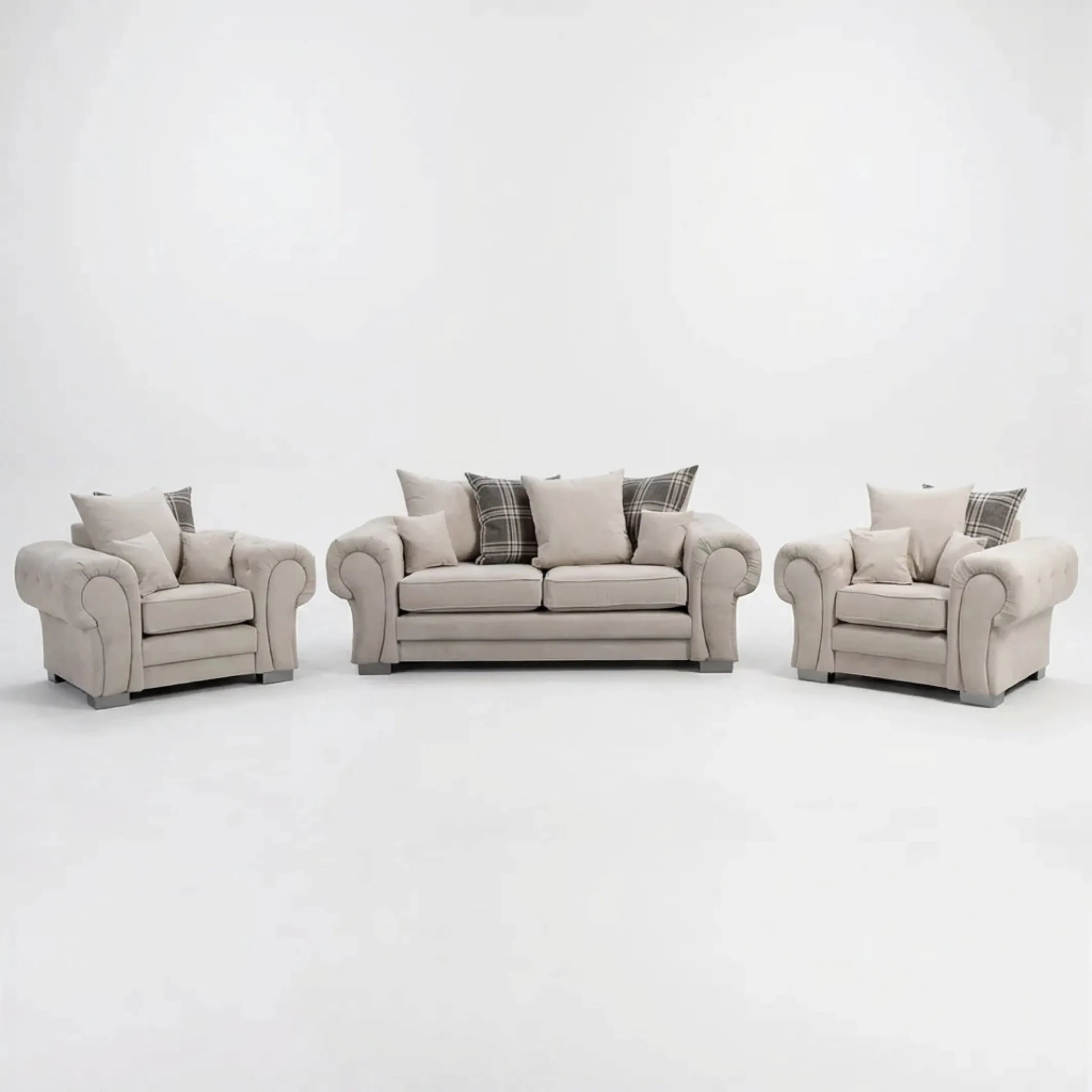 Verona Scatter Back Cream Fabric 3+1+1 Seater Sofa Set - Furniture Instore
