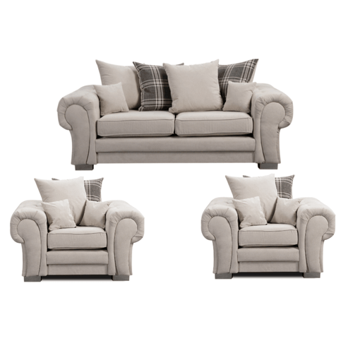 Verona Scatter Back Cream Fabric 3+1+1 Seater Sofa Set