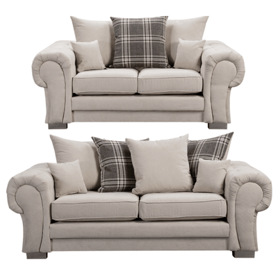 Verona Scatter Back Cream Fabric 3+2 Seater Sofa Set