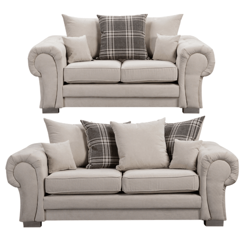 Verona Scatter Back Cream Fabric 3+2 Seater Sofa Set