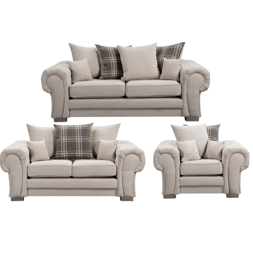 Verona Scatter Back  Cream Fabric 3+2+1 Seater Sofa Set
