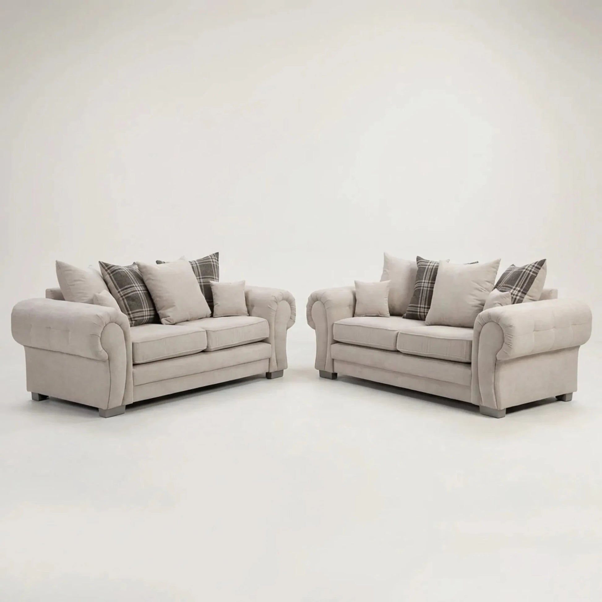 Verona Scatter Back Cream Fabric 3+3 Seater Sofa Set - Furniture Instore