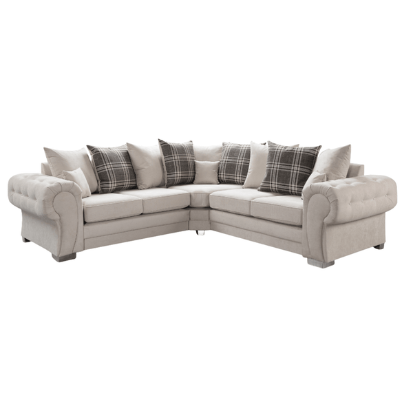 Verona Scatter Back  Cream Fabric Corner Sofa