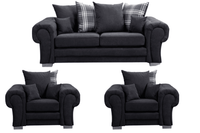 Verona Scatter Black Fabric 2+1+1 Seater Sofa Set