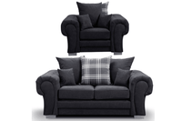 Verona Scatter Black Fabric 2+1 Seater Sofa Set