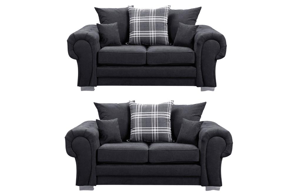 Verona Scatter Black Fabric 2+2 Seater Sofa Set