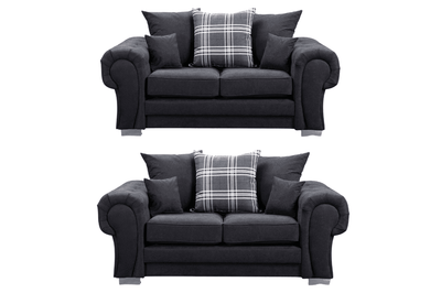 Verona Scatter Black Fabric 2+2 Seater Sofa Set