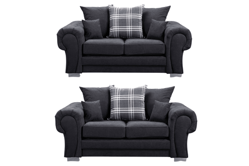 Verona Scatter Black Fabric 2+2 Seater Sofa Set