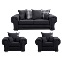 Verona Scatter Black Fabric 2+1+1 Seater Sofa Set