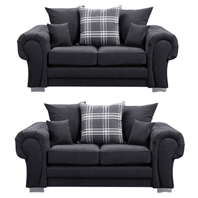 Verona Scatter Black Fabric 2+2 Seater Sofa Set