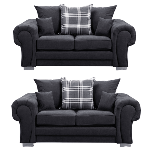 Verona Scatter Black Fabric 2+2 Seater Sofa Set