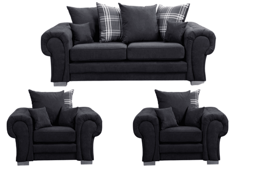 Verona Scatter Black Fabric 3+1+1 Seater Sofa Set
