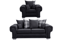 Verona Scatter Black Fabric 3+1 Seater Sofa Set