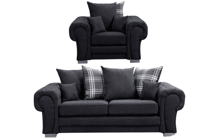 Verona Scatter Black Fabric 3+1 Seater Sofa Set