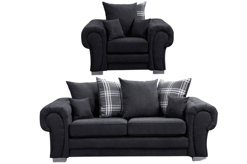 Verona Scatter Black Fabric 3+1 Seater Sofa Set