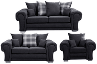 Verona Scatter Black Fabric 3+2+1 Seater Sofa Set