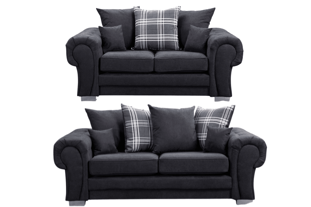 Verona Scatter Black Fabric 3+2 Seater Sofa Set