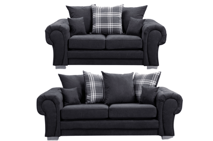 Verona Scatter Black Fabric 3+2 Seater Sofa Set